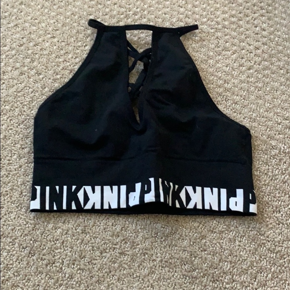 Pink Long Black Bra With Cutouts XS